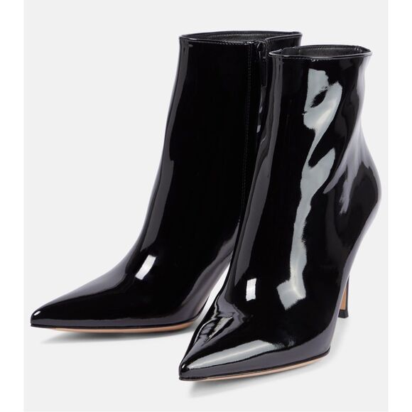 Gianvito Rossi Patent Leather Side Zip Stiletto Heel Ankle Boots Black Size 39.5 - Picture 3 of 12